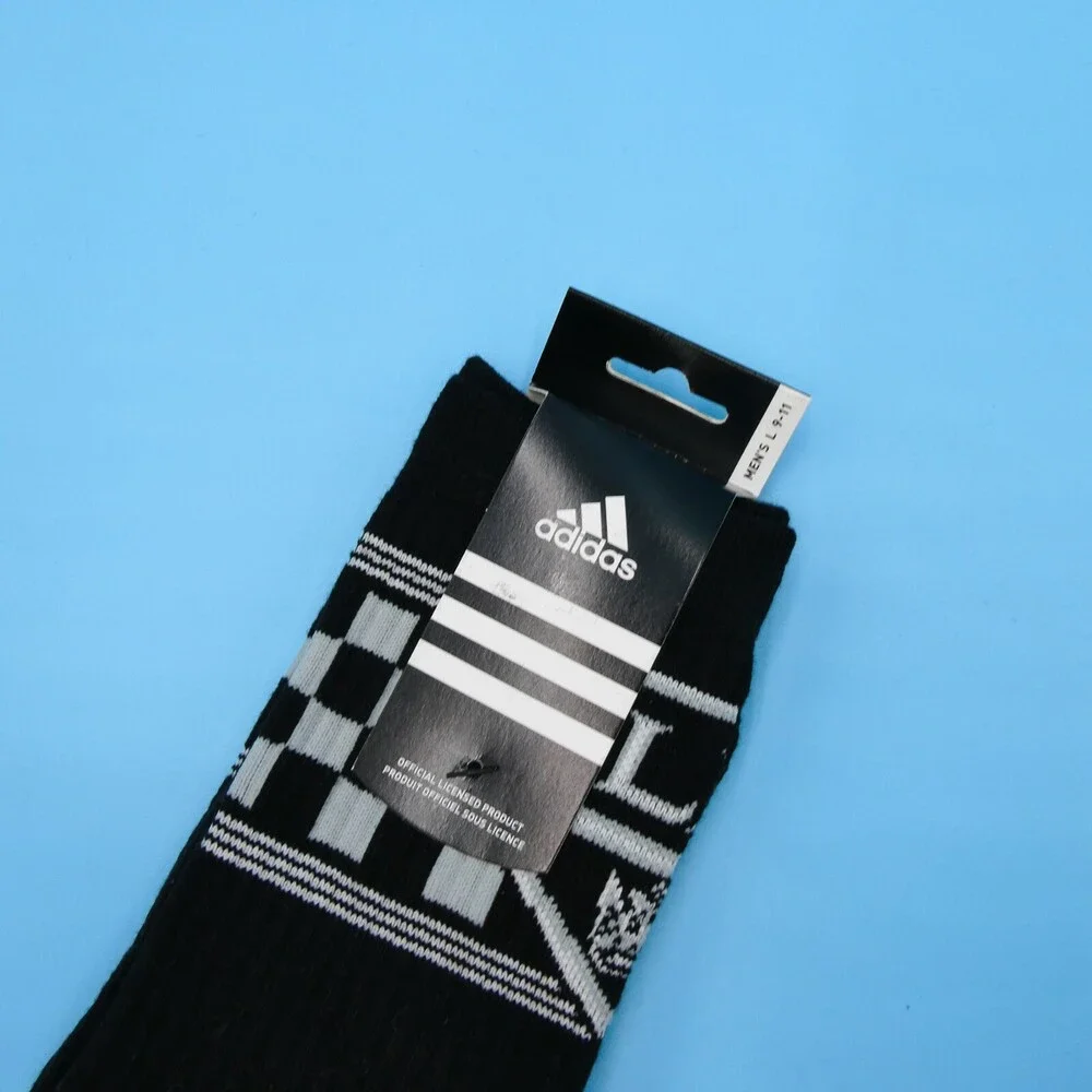 LA Kings Crew Socks Mens Large Sz 9 - 11 Adidas Black Gray Hockey NHL‎ Mid Y2K